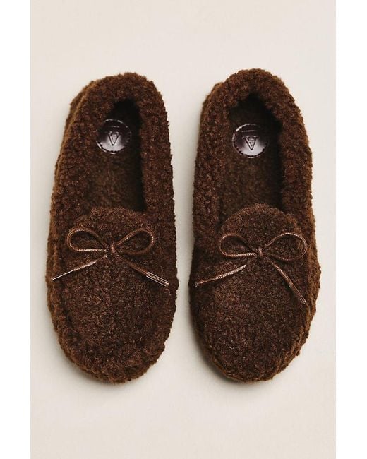 By Anthropologie Brown Sherpa Moccasin Slippers