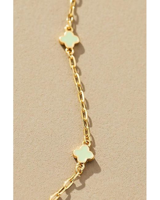 By Anthropologie Brown Tiny Clover Chain Necklace