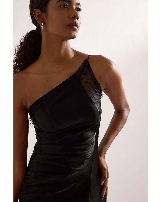Anthropologie Black Bardot Rayner Asymmetric Lace-Trim Midi Dress