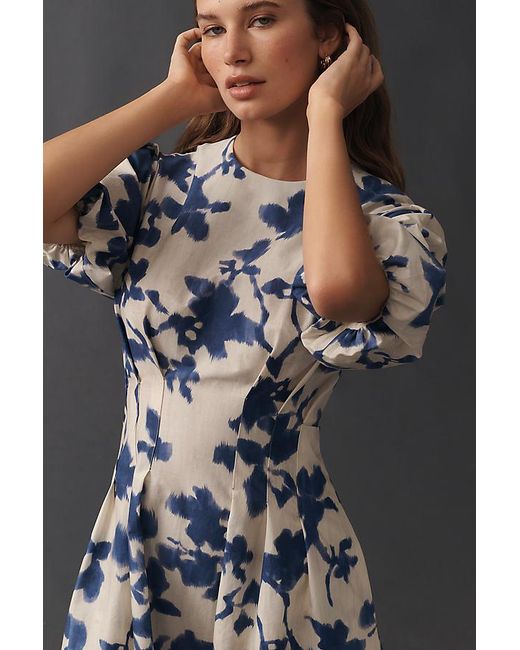 Exquise Black Smocked Puff-Sleeve Mini Dress