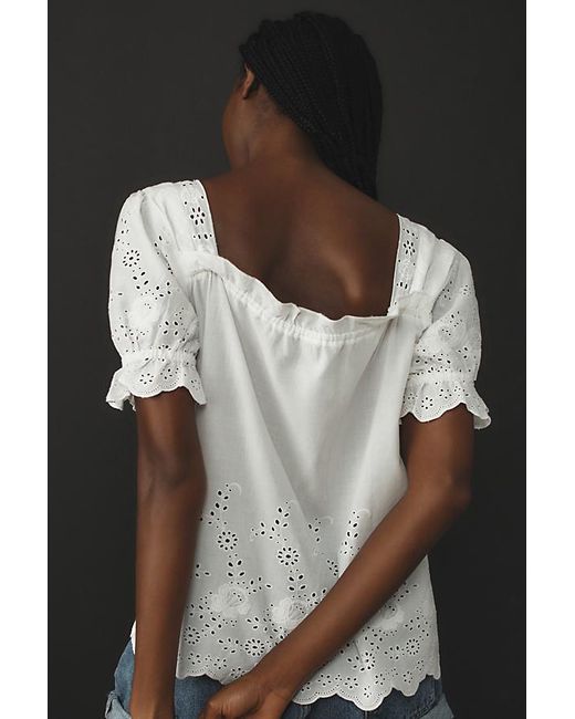 By Anthropologie Puff sleeve Eyelet Top in Black Lyst UK