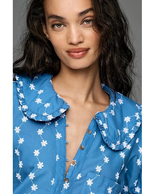 Pilcro Blue The Keira Embroidered Blouse By