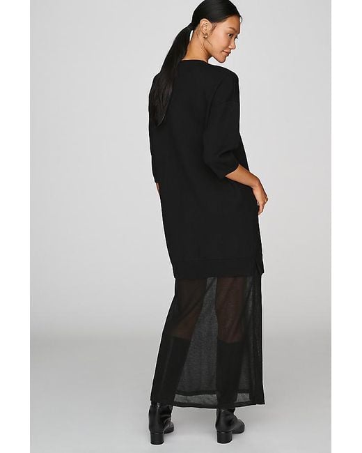 By Anthropologie Black Twofer Sheer Knit Midi Dress