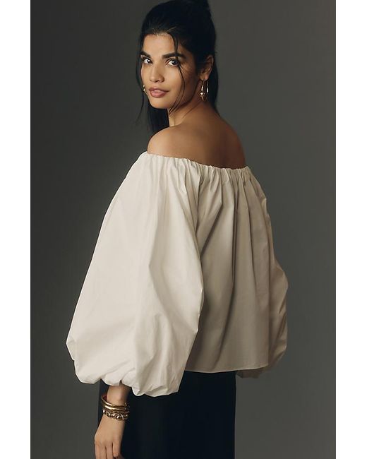 Mare Mare Natural X Anthropologie Off-the-shoulder Puff-sleeve Top