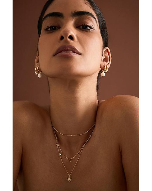Enamel Copenhagen Brown Pearl Huggie Hoop Earrings