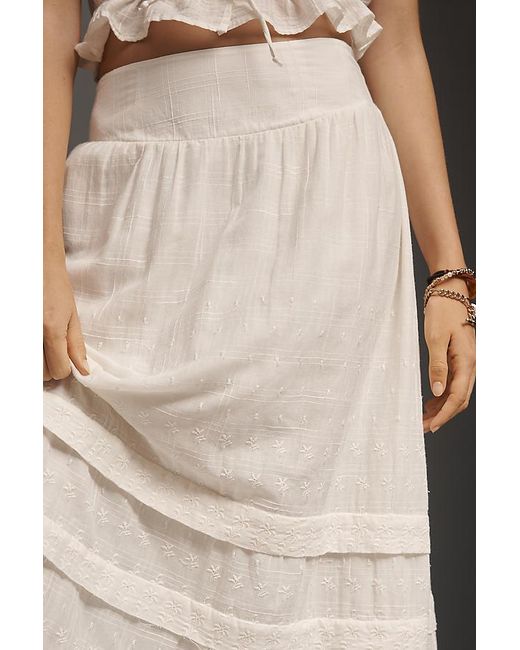 By Anthropologie Black Mixed Lace Maxi Skirt