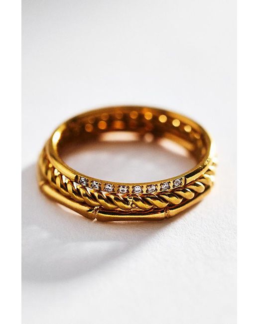 By Anthropologie Metallic Water-Resistant Rings, Set Of 3