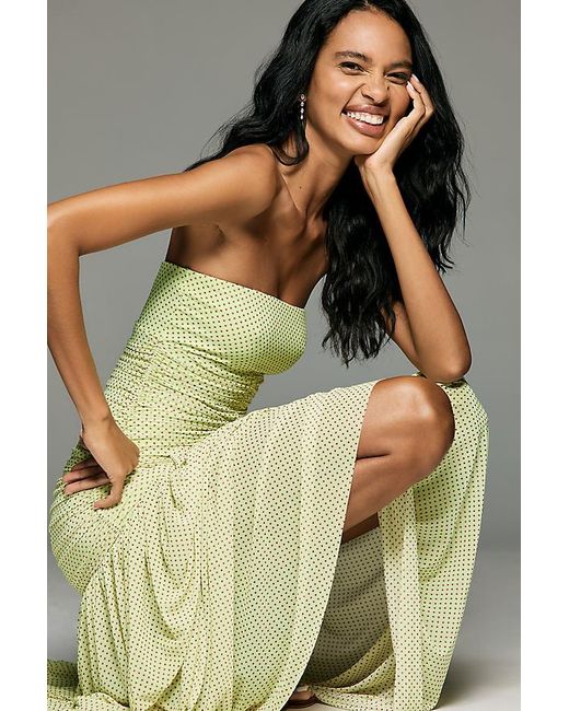 AFRM Multicolor Denise Strapless Drop-Waist Mesh Maxi Dress