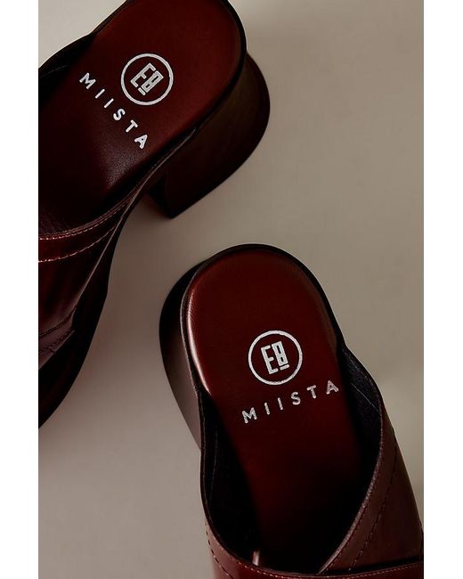 Miista Brown E8 By Raissa Cross-strap Open-toe Leather Mules