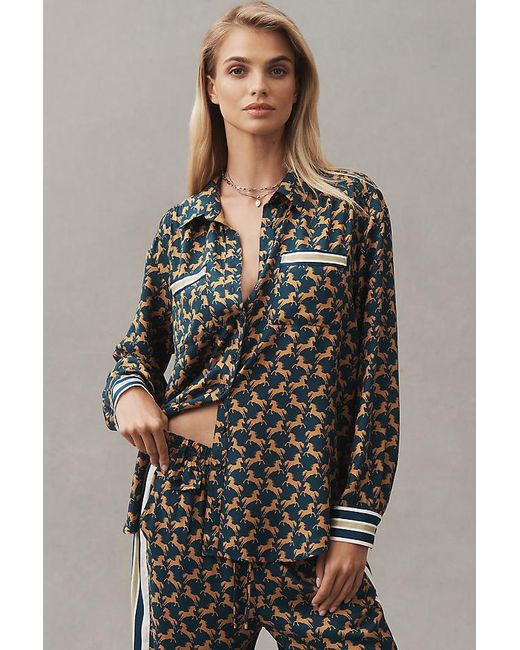 Maeve Gray Silky Shirt Blouse