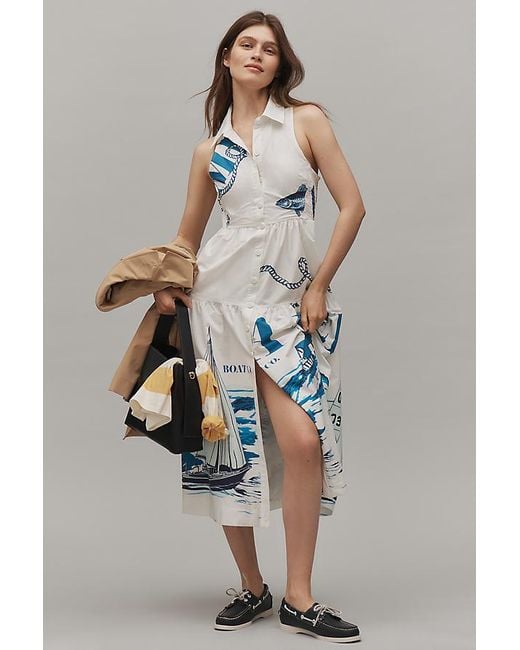 Maeve Multicolor Sleeveless Midi Shirt Dress