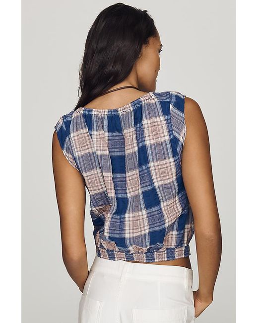 Pilcro Blue Sleeveless Bubble Top