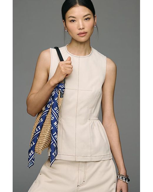 Maeve Gray Crew-Neck Peplum Tank Top