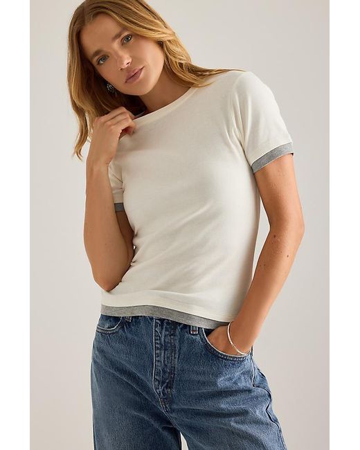 By Anthropologie White Double Layer Short-Sleeve T-Shirt