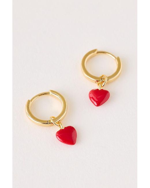 Enamel Copenhagen Red Amore Huggie Hoop Earrings