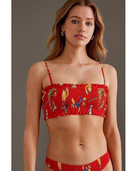 Damson Madder Red Hettie Smocked Bikini Top