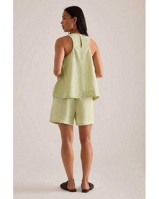 SELECTED Green Luisa Linen-Blend Top