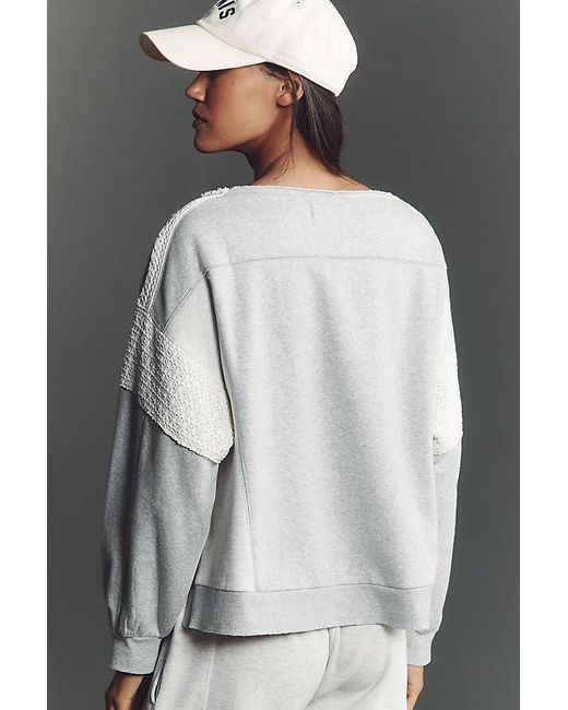 Daily Practice Gray Crew-Neck Lace Panel Sweatshirt