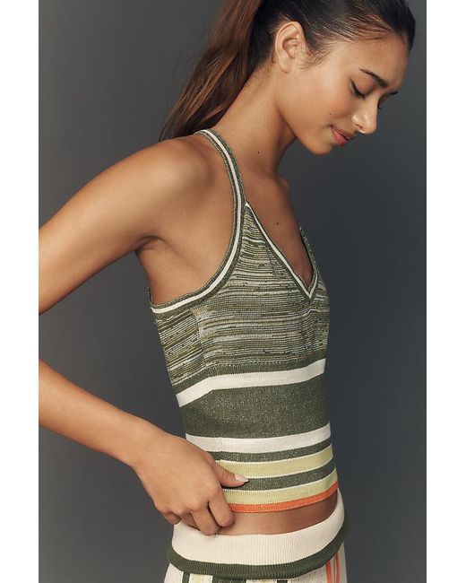 Daily Practice Green Knit V-Neck Halter Top