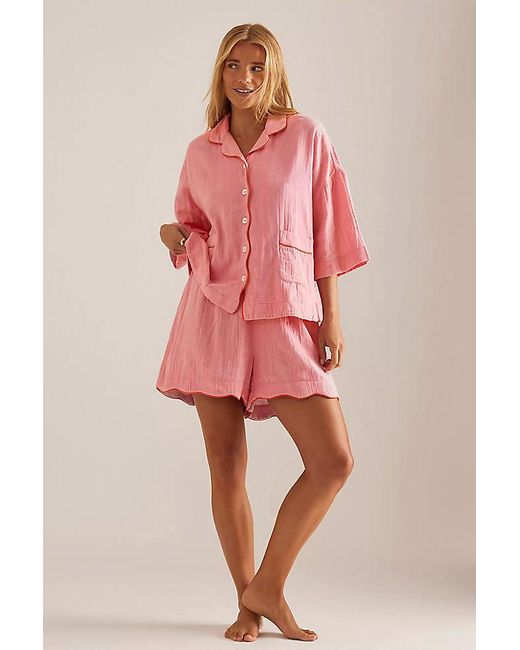 TBCo Pink Short Scallop-Trim Pyjama Set