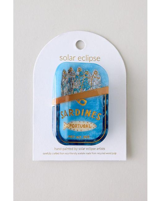 Solar Eclipse Blue Handpainted Sardines Hair Claw Clip