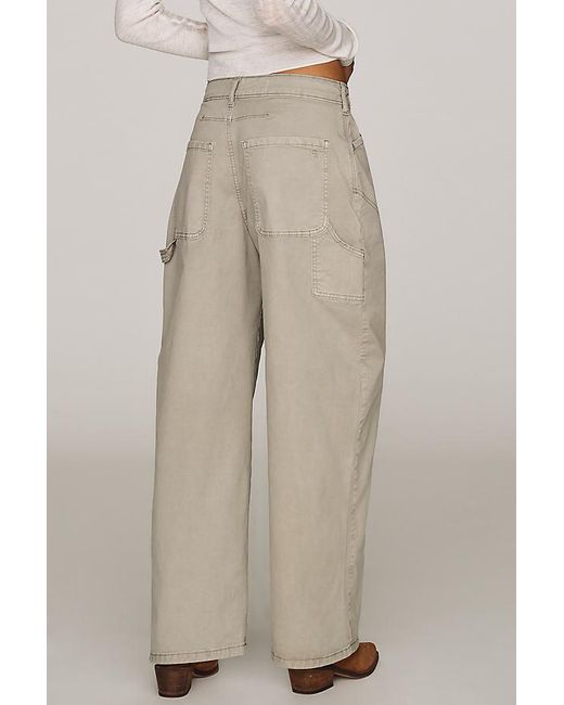 Pilcro Natural The Kayden High-Rise Full Length Carpenter Barrel Trousers By