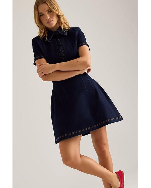 Odd Muse Blue Denim Collared Mini Dress