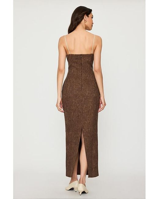 Odd Muse Brown Tweed Contrast Detail Maxi Dress