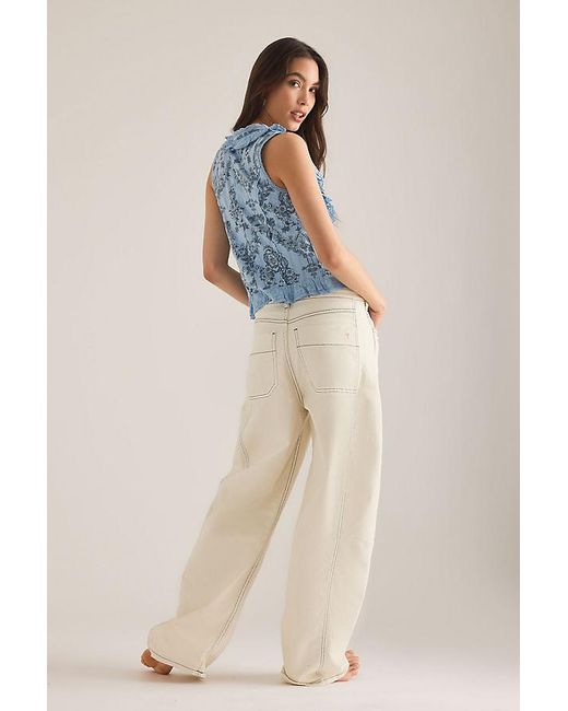 Pilcro Blue Eyelet Ruffle Tank Top