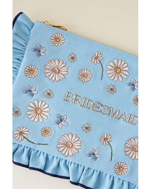 Elizabeth Scarlett Blue Bridesmaid Embroidered Pouch