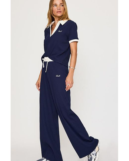 4th & Reckless Blue Azure Ribbed Jersey Trousers