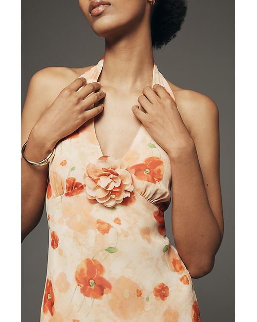 Astr Gray Yasmeen Halter Slip Dress
