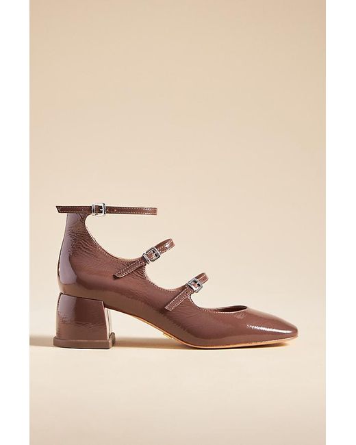 Vicenza Natural Triple-strap Leather Mary Jane Heels