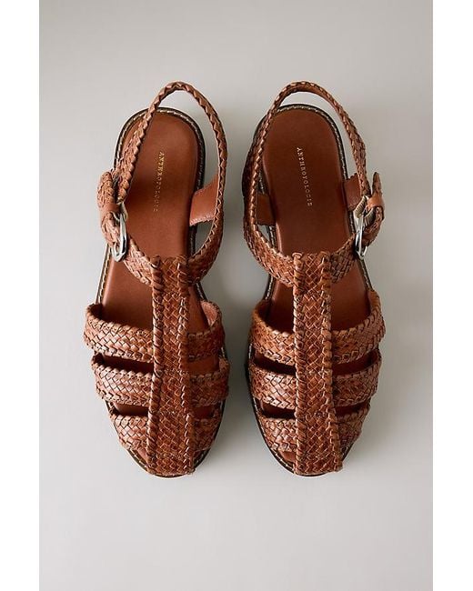 By Anthropologie Brown Woven Fisherman Sandals