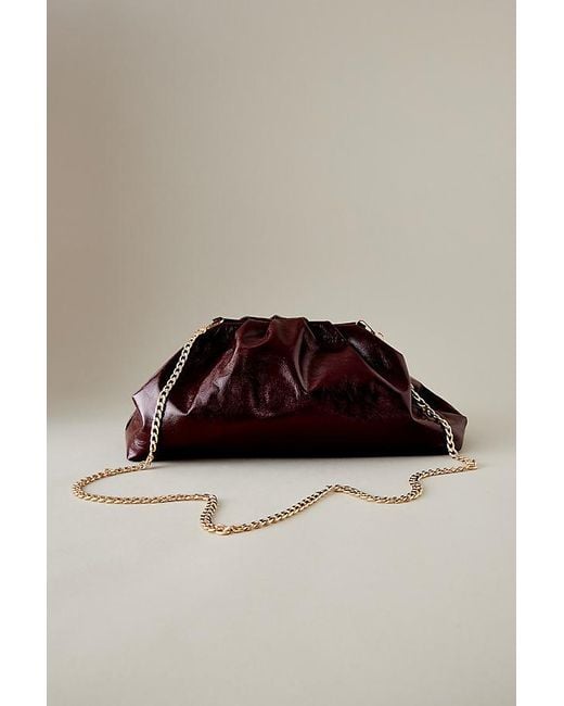 Anthropologie Brown The Frankie Patent Faux-leather Oversized Clutch Bag