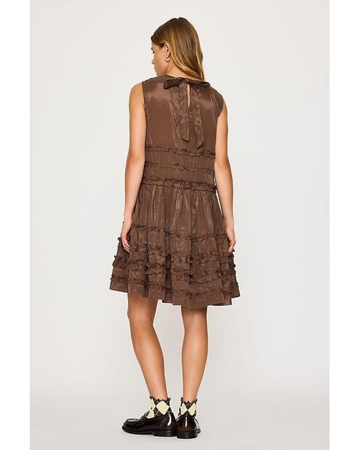 Damson Madder Brown Reed Ruffle Sheer Midi Dress