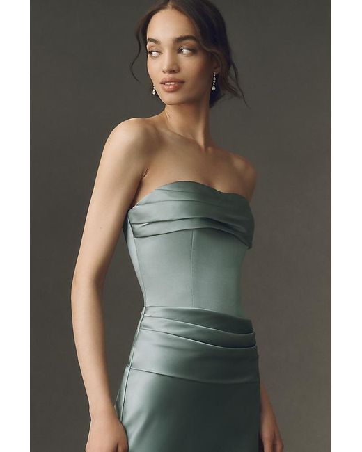 Mare Mare Blue Isabella Strapless Ruched Corset Maxi Dress