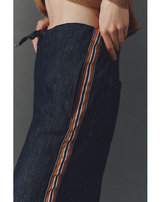 Maeve Gray Pull-On High-Rise Wide-Leg Track Pants