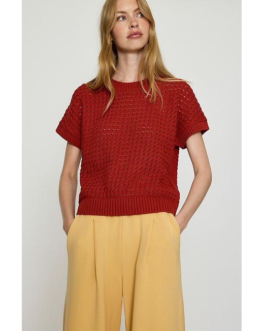 Varley Red Denny Open Knit Top