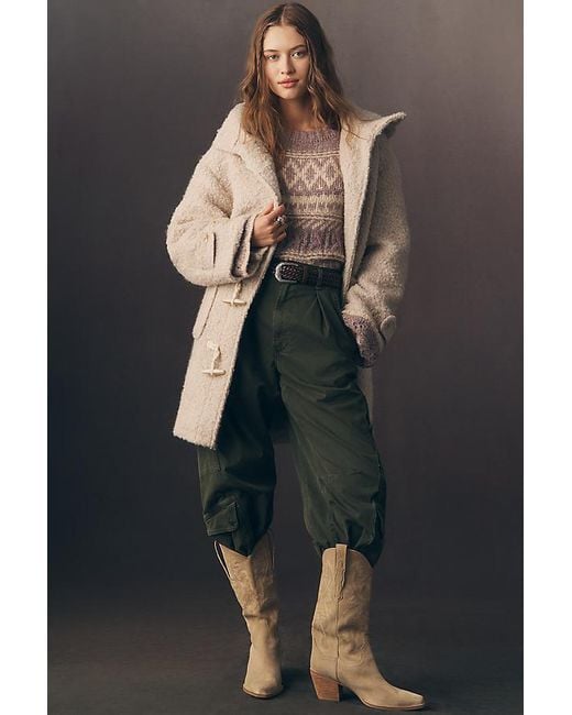 Pilcro Natural Wool-Blend Hooded Duffle Coat