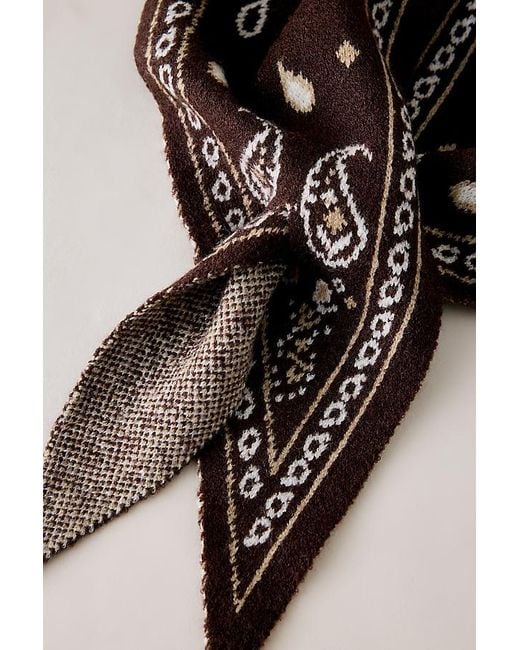 By Anthropologie Brown Knitted Triangle Bandana Headscarf