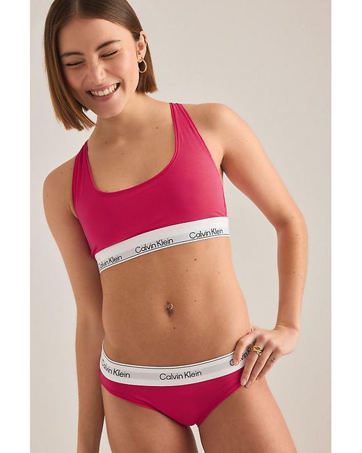 Calvin Klein Red Cotton-Modal Unlined Bralette
