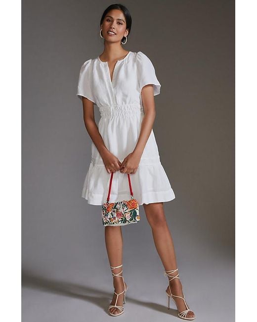 Anthropologie White The Somerset Mini Dress: Linen Edition