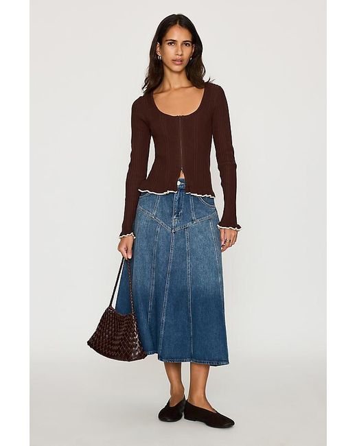 By Anthropologie Brown Emily Slim Ribbed Cardigan