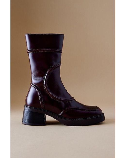 Miista Black Malene Brown Square-toe Leather Boots
