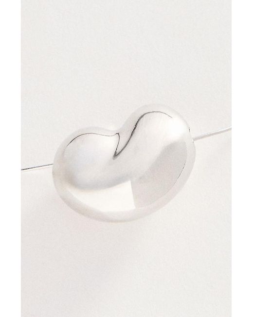 By Anthropologie White Metal Bean Pendant Necklace