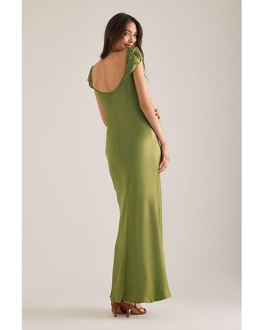 Bardot Green Stasia Satin Maxi Slip Dress