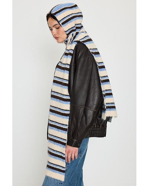 By Anthropologie Blue Striped Hooded Scarf