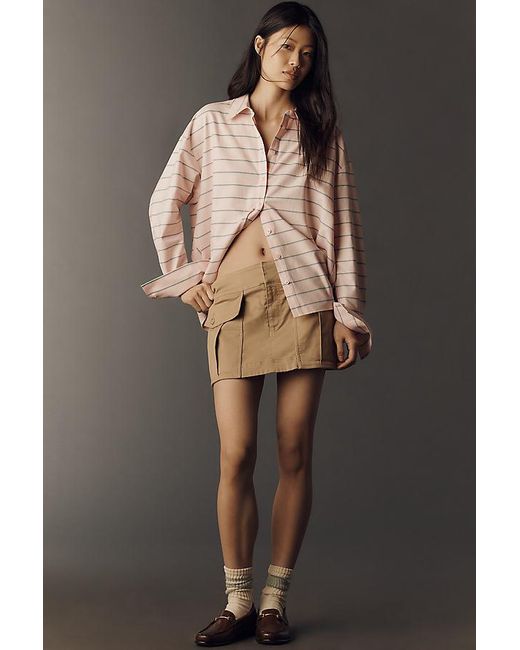 Maeve Brown Oversized Cocoon Buttondown Shirt
