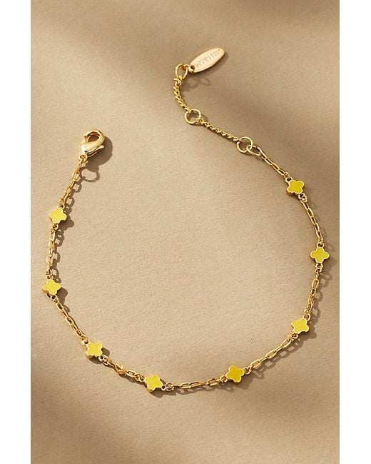 By Anthropologie Natural Clover Chain Wrap Bracelet